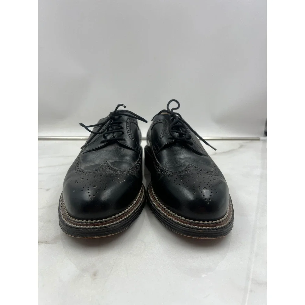 Orsi Shoes Mens Sz 9 Black Leather Wingtip Brogue Oxford Dress Lace Up